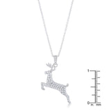 .35 ct CZ Rhodium Reindeer Pave Holiday Pendant - JGI