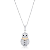 .35 ct CZ Two-Tone Snowman Pave Holiday Pendant - JGI