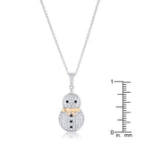 .35 ct CZ Two-Tone Snowman Pave Holiday Pendant - JGI