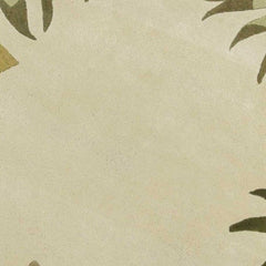 8' Ivory Hand Tufted Bordered Tropical Leaves Round Indoor Area Rug