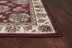 10' X 13' Red Ivory Machine Woven Floral Traditional Indoor Area Rug