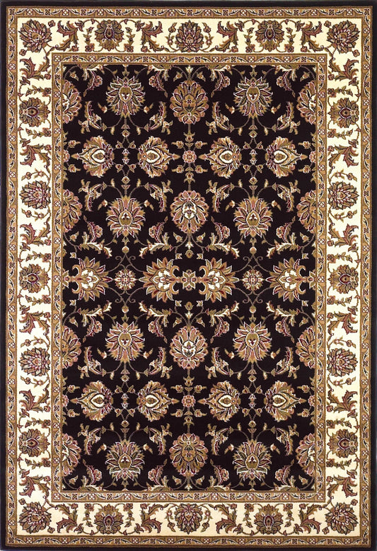 10' X 13' Black Ivory Machine Woven Floral Traditional Indoor Area Rug