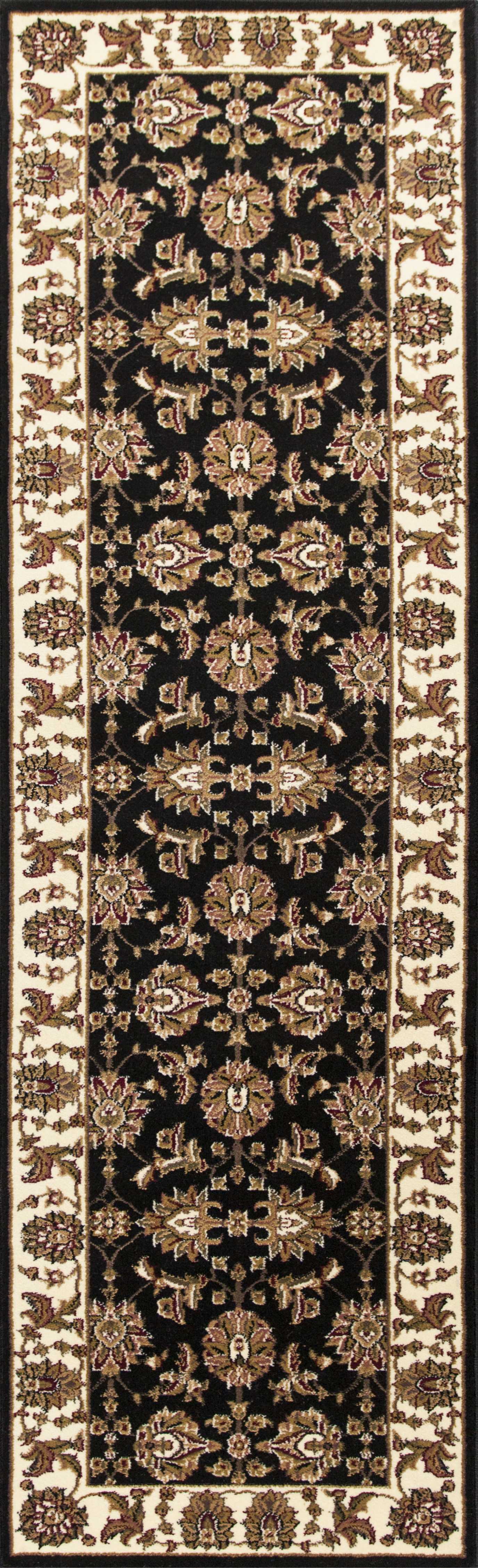 10' X 13' Black Ivory Machine Woven Floral Traditional Indoor Area Rug