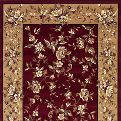 10' X 13' Red Beige Machine Woven Floral Traditional Indoor Area Rug