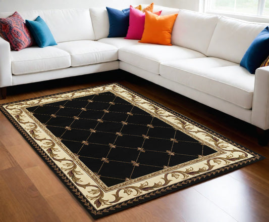 10' X 13' Brown and Black Oriental Area Rug