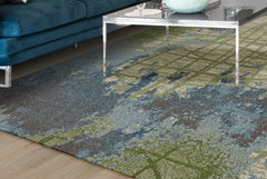 10' X 13' Blue and Green Abstract Area Rug