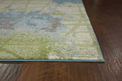 10' X 13' Blue and Green Abstract Area Rug