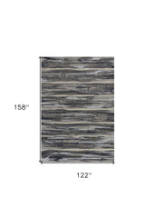 10' X 13' Grey Machine Woven Abstract Brushstroke Indoor Area Rug