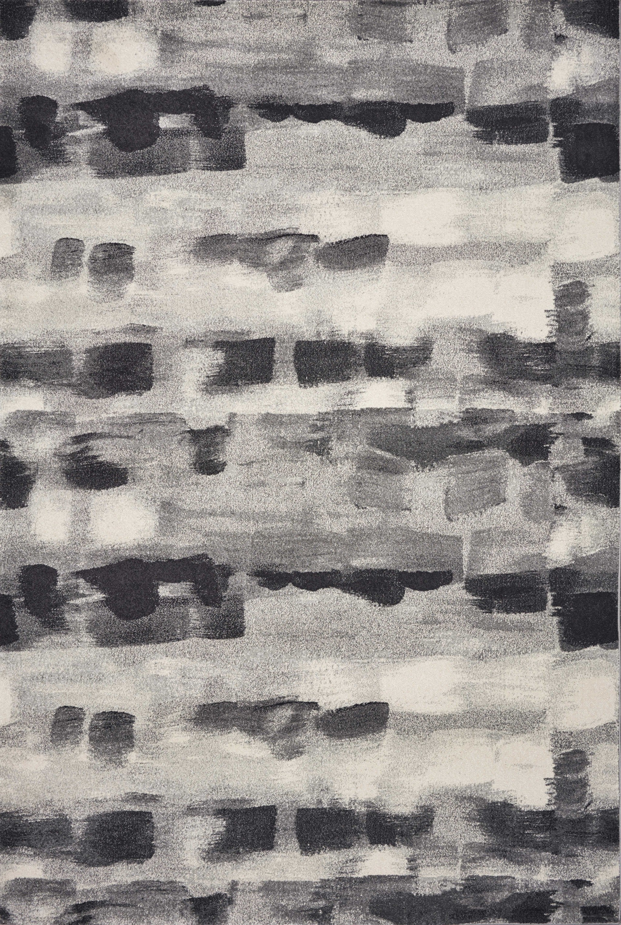 10' X 13' Shades Of Grey Machine Woven Abstract Brushstroke Indoor Area Rug