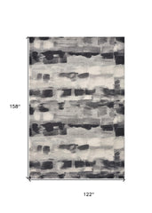 10' X 13' Shades Of Grey Machine Woven Abstract Brushstroke Indoor Area Rug