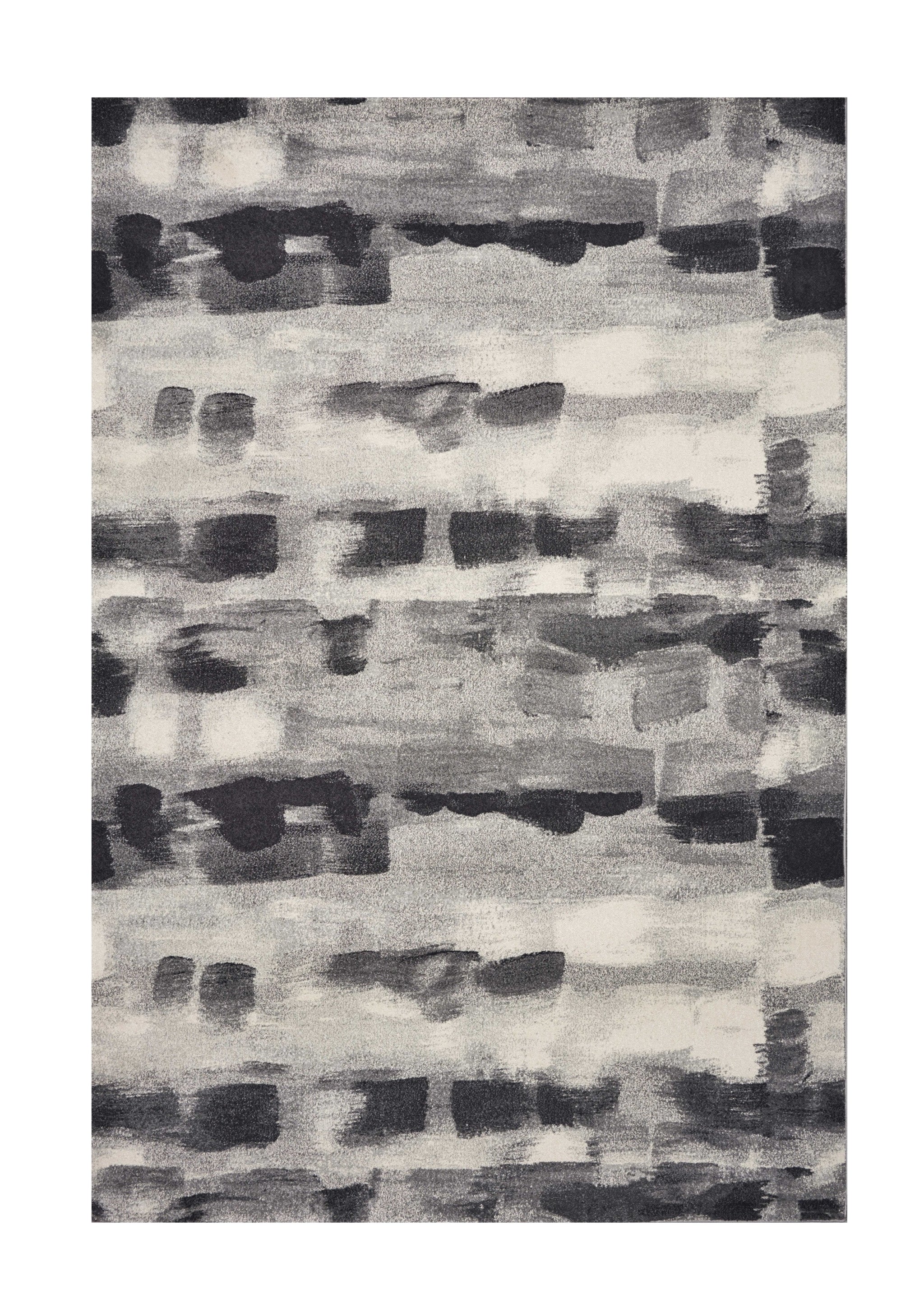 10' X 13' Shades Of Grey Machine Woven Abstract Brushstroke Indoor Area Rug