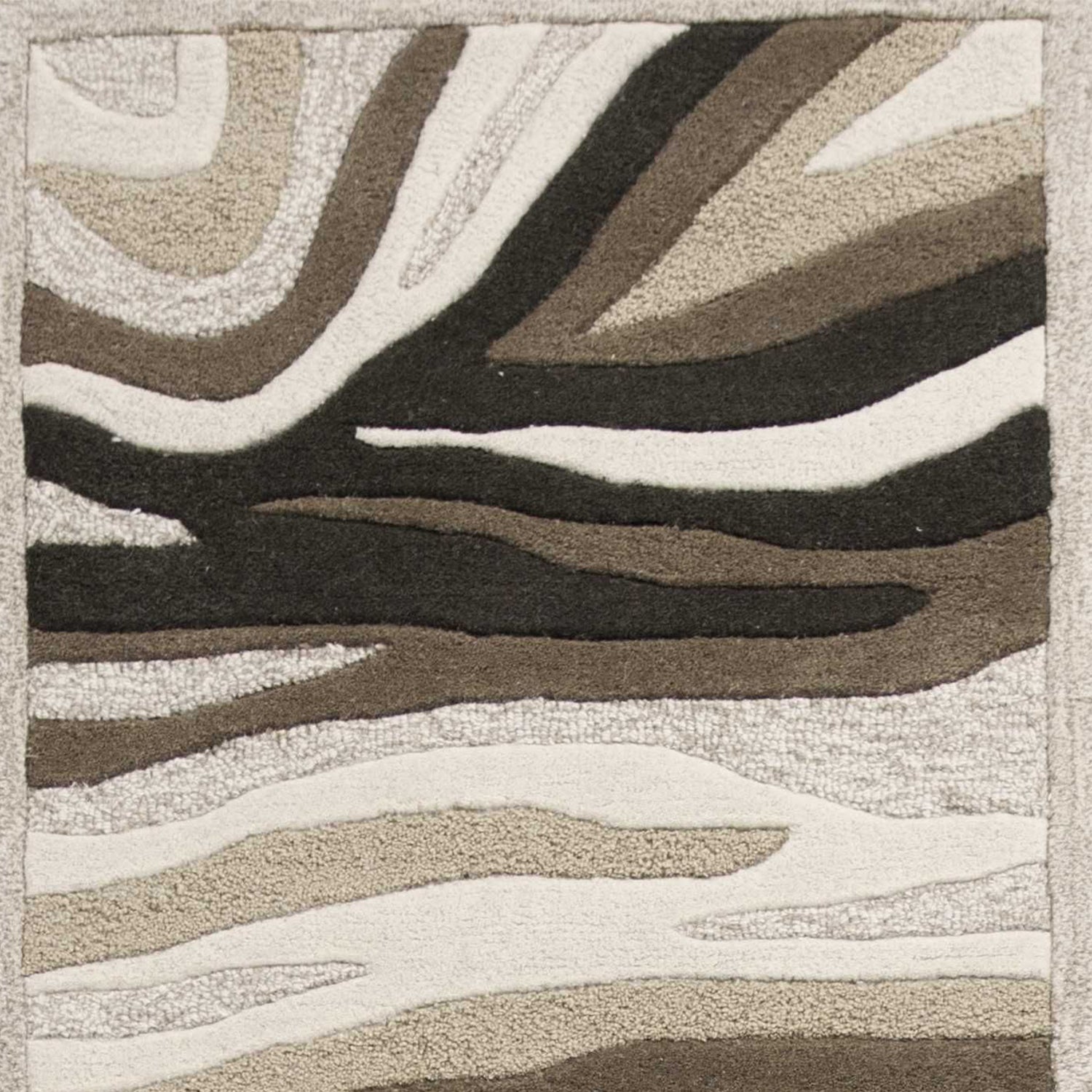 2' X 7' Natural Abstract Waves Wool Runner Rug