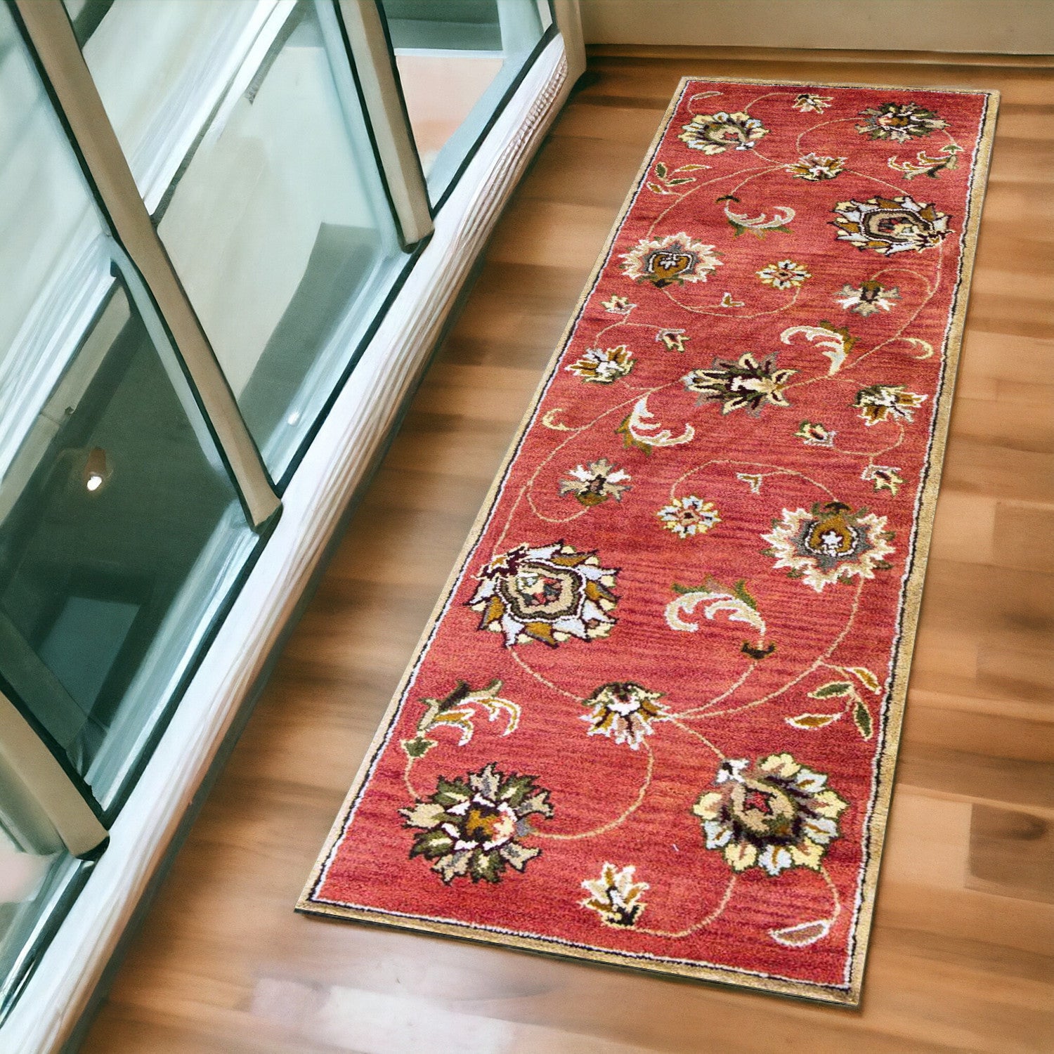 2' X 7' Sienna Floral Vines Wool Runner Rug