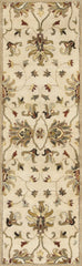 8' Champagne Wool Floral Handmade Runner Rug