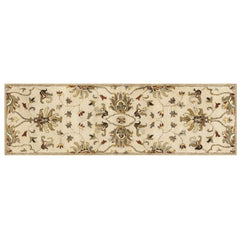 8' Champagne Wool Floral Handmade Runner Rug