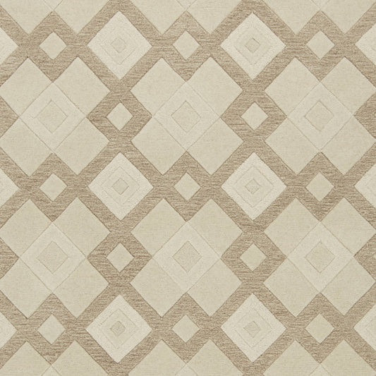 3' X 5' Ivory Geometric Diamonds Wool Area Rug