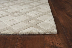 3' X 5' Ivory Geometric Diamonds Wool Area Rug