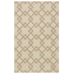 3' X 5' Ivory Geometric Diamonds Wool Area Rug