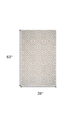 3' X 5' Grey Hand Tufted Geometric Indoor Area Rug