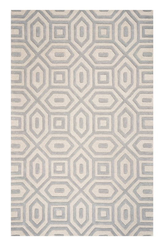 3' X 5' Grey Hand Tufted Geometric Indoor Area Rug