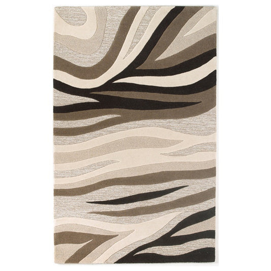 3' X 5' Beige Wool Abstract Hand Tufted Area Rug