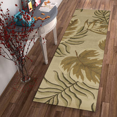 8' Sand Beige Wool Handmade Runner Rug