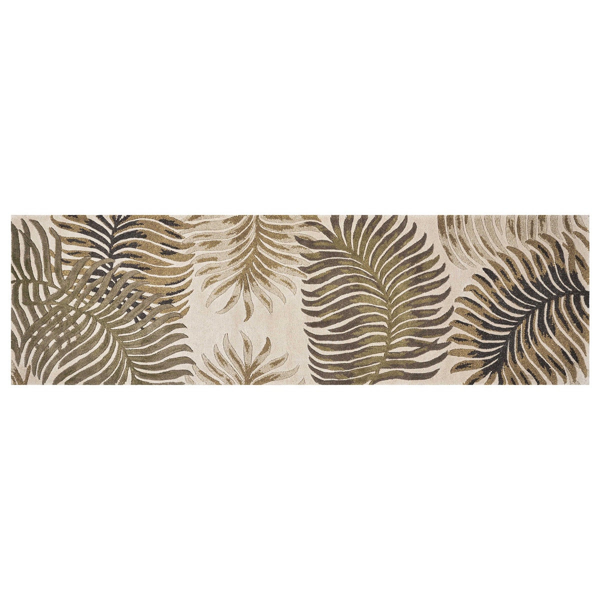 2' X 8' Natural Fern Leaves Wool Runner Rug