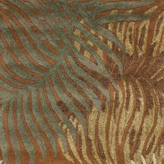 8' Rust Orange Hand Tufted Tropical Leaves Indoor Runner Rug