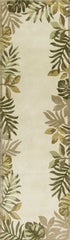 2' X 8' Ivory Leaves Bordered Wool Runner Rug