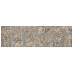 2' X 8' Grey Palm Leaves Wool Runner Rug