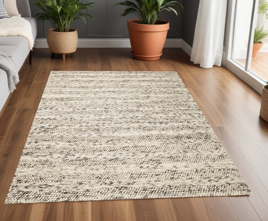 3' X 5' Grey Braided Wool Indoor Area Rug