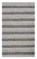 3' X 5' Grey White Hand Woven Knobby Stripes Indoor Area Rug