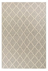 3' X 5' Grey Braided Diamonds Wool Indoor Area Rug