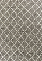 3' X 5' Dark Grey Hand Woven Diamond Pattern Indoor Area Rug