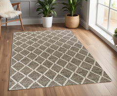 3' X 5' Dark Grey Hand Woven Diamond Pattern Indoor Area Rug