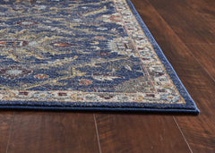 5' X 8' Navy Gold and Ivory Oriental Area Rug - Homeroots