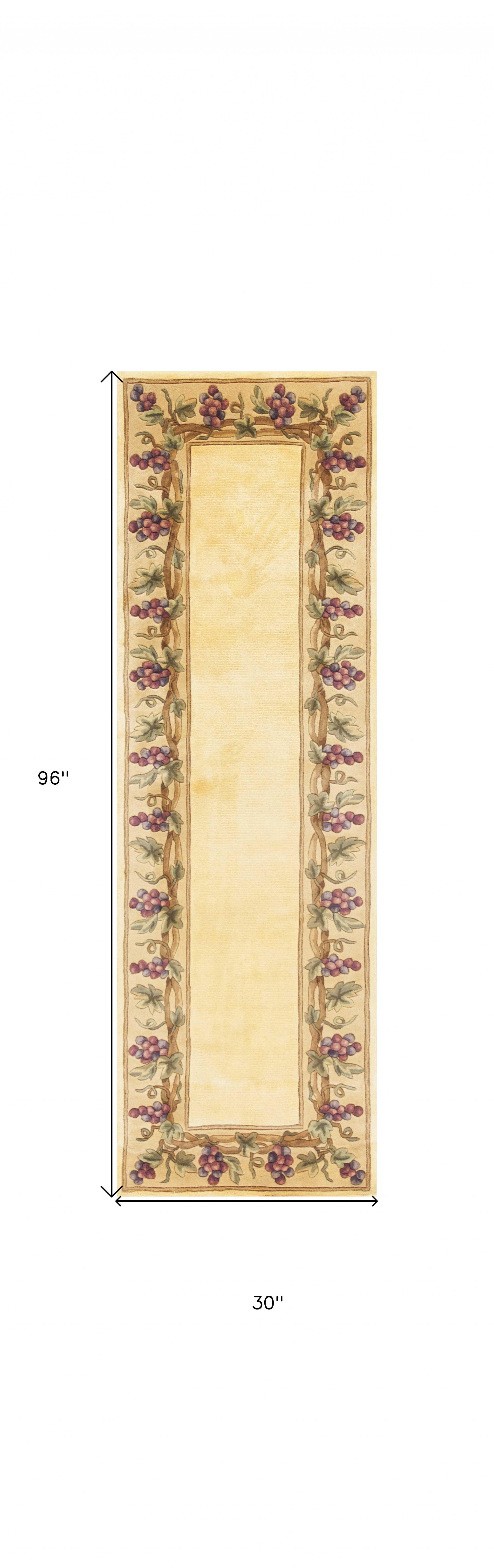 8' Ivory Wool Hand Tufted Runner Rug