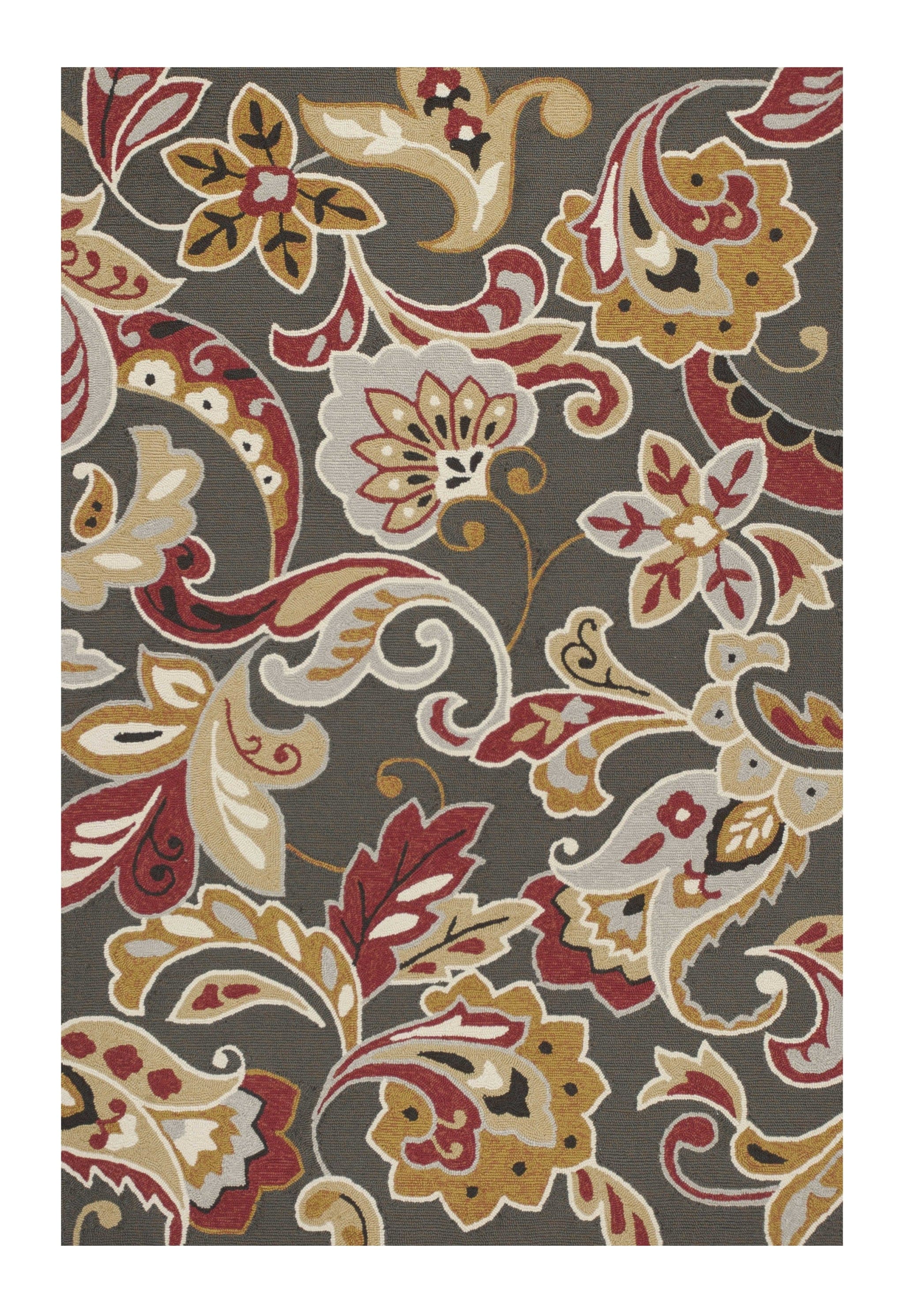 5' X 8' Taupe Floral Handmade Indoor Outdoor Area Rug - Homeroots