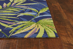 5' X 8' Blue Floral Handmade Indoor Outdoor Area Rug - Homeroots