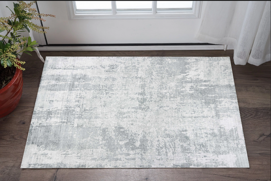 3' X 5' Gray Abstract Hand Loomed Area Rug