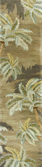 10' Moss Green Hand Tufted Tropical Trees Indoor Runner Rug