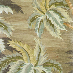 10' Moss Green Hand Tufted Tropical Trees Indoor Runner Rug