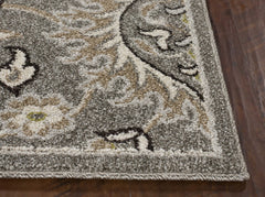 2' X 4' Gray and Ivory Floral Area Rug