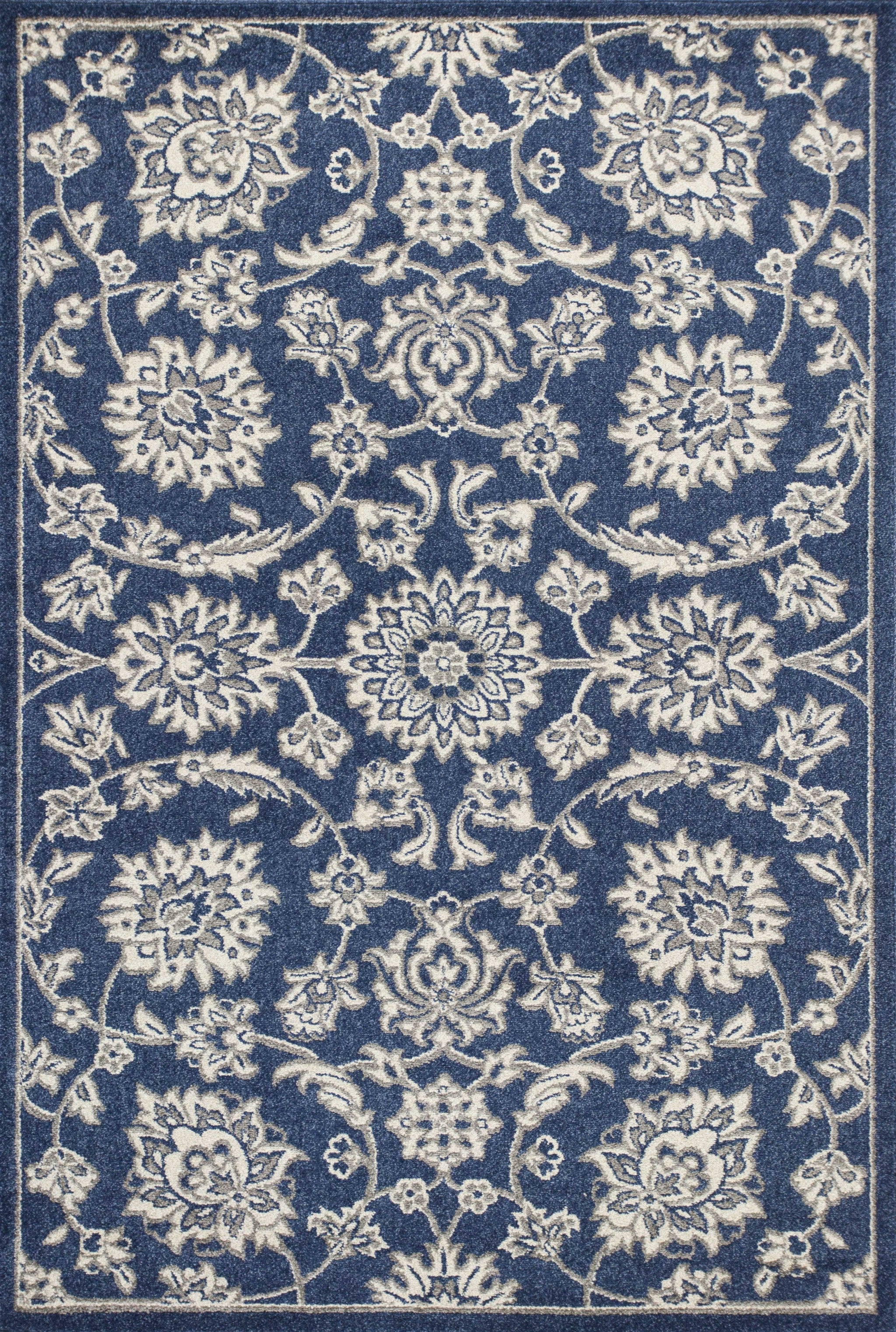 2' X 3' Blue and Ivory Area Rug