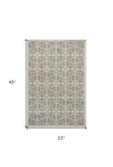 2' X 4' Gray Moroccan Indoor Outdoor Area Rug