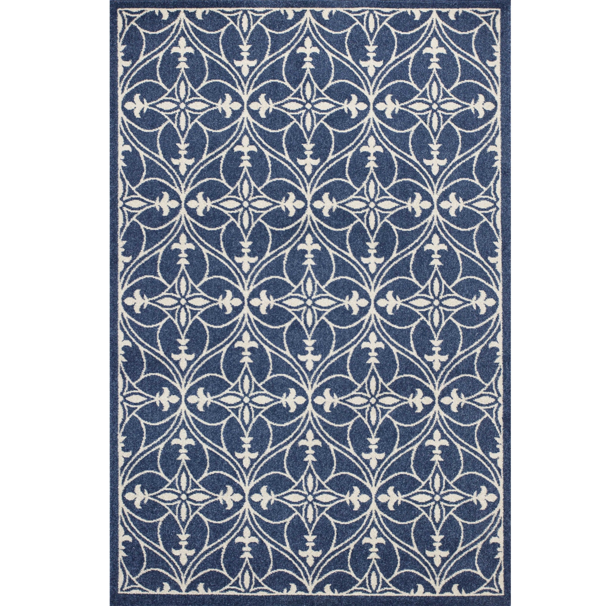 2' X 3' Blue and Ivory Area Rug