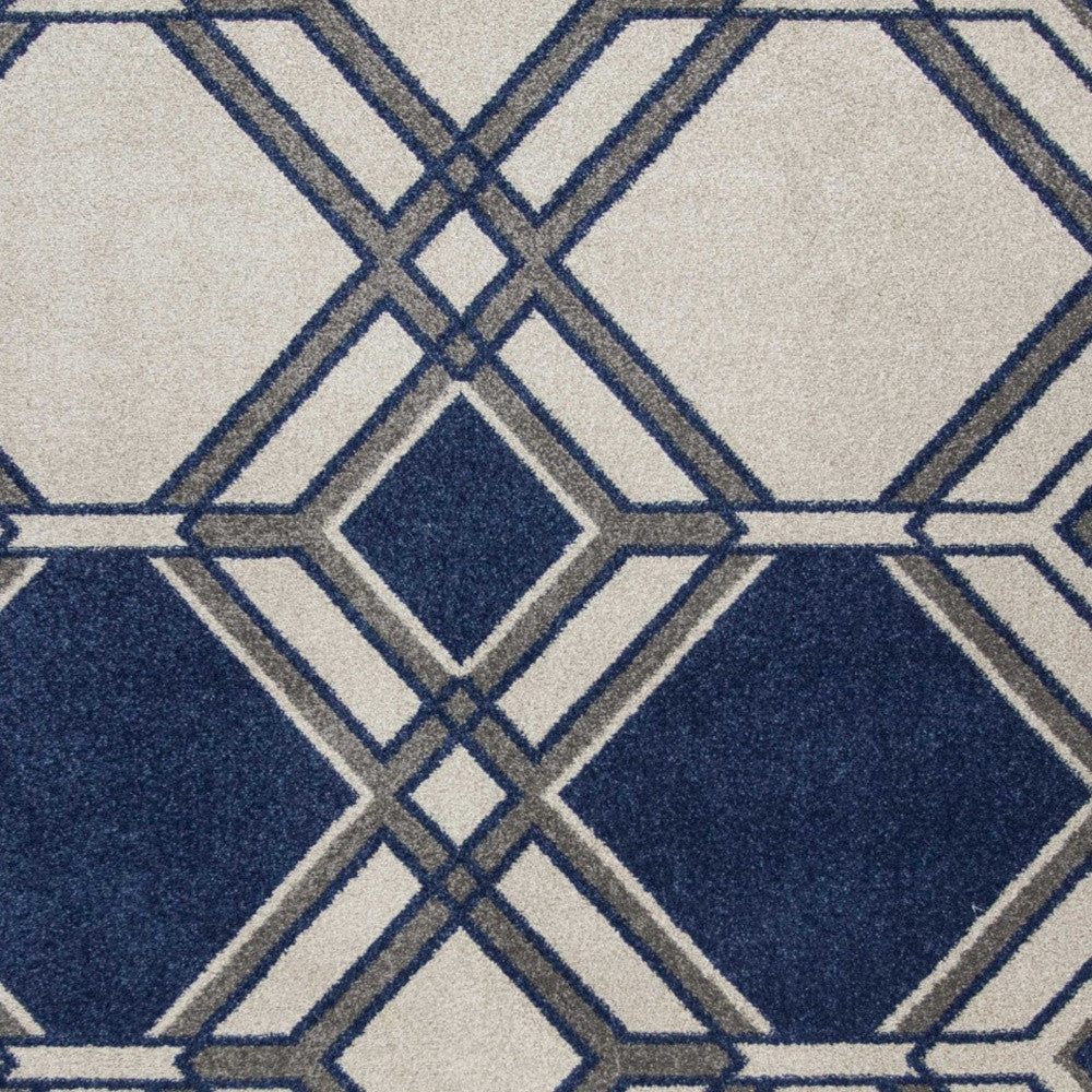 2' X 3' Blue Geometric Area Rug