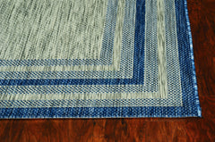 3' X 4' Blue and Green Striped Indoor Outdoor Area Rug