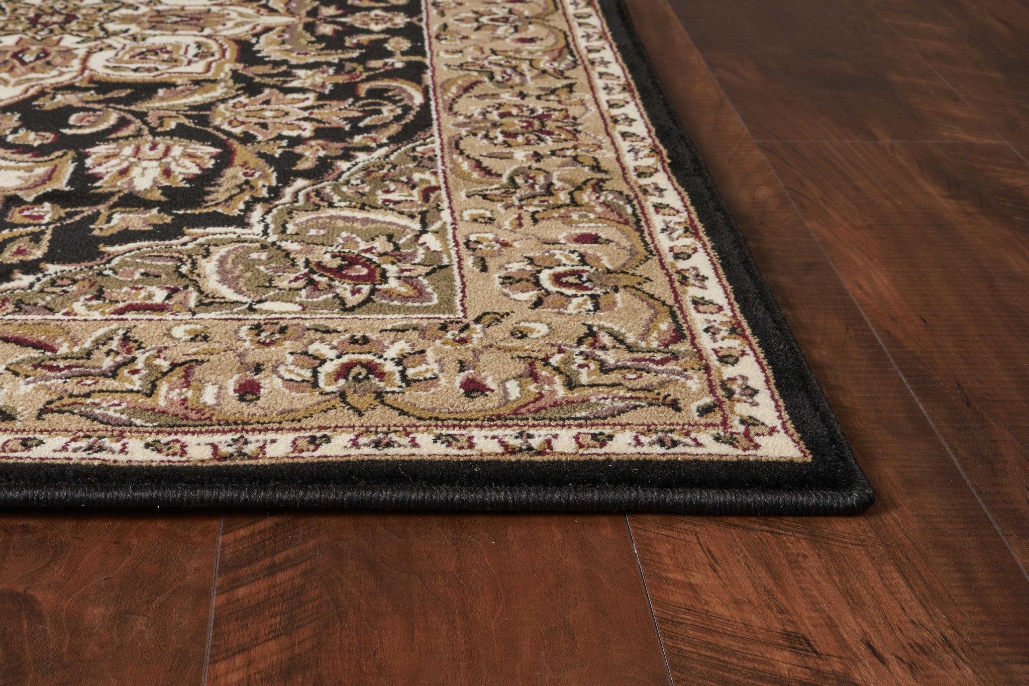 2' X 3' Beige And Black Floral Medallion Area Rug