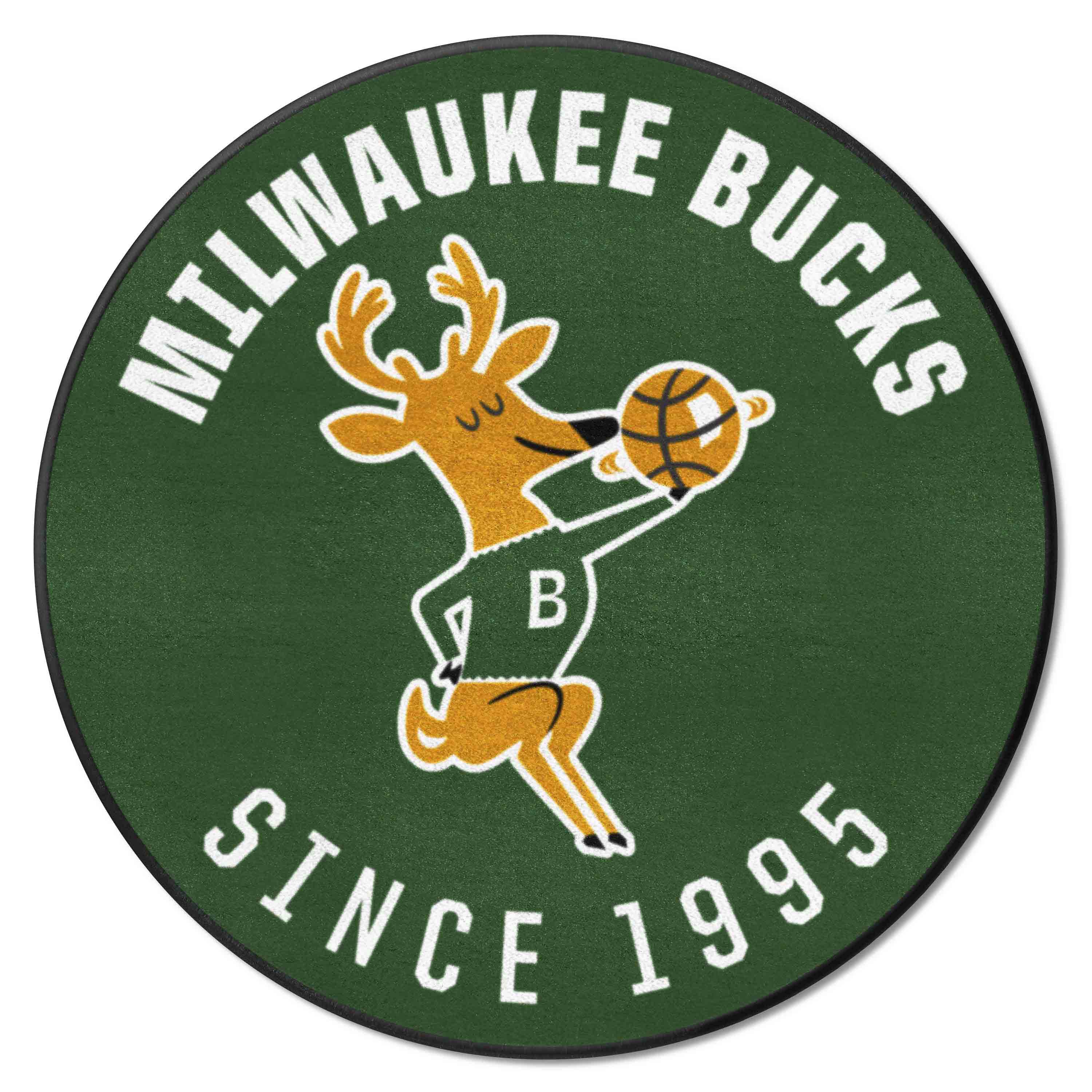 NBA Retro Milwaukee Bucks Roundel Rug - 27in. Diameter